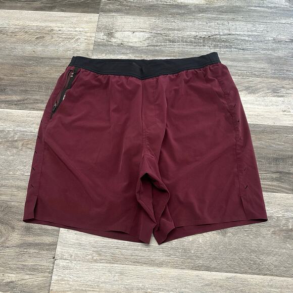 Ten Thousand Interval Maroon Red Medium Elastic Waist Pull On Activewear Shorts - Picture 3 of 11